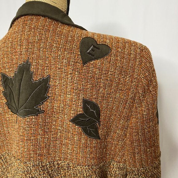 Escada Wool Blend Tweed Leaf Fall Foliage Button Up Blazer Jacket - Picture 8 of 10